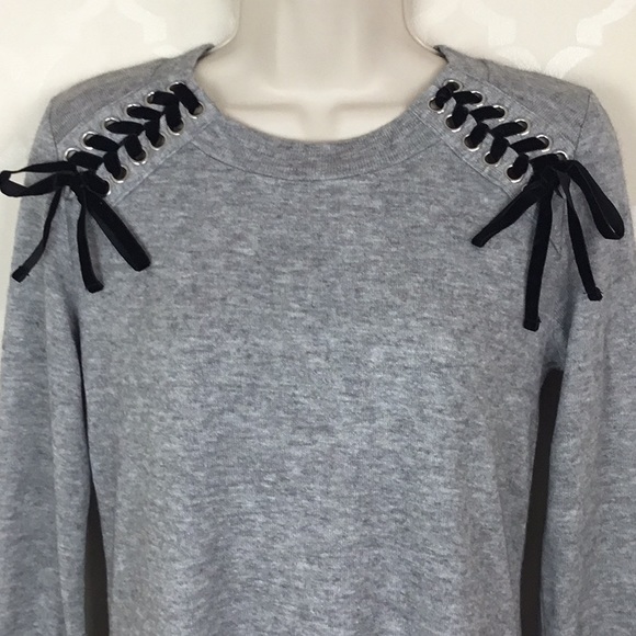 INC GRAY LACE UP SCOOP NECK TOP - Picture 4 of 7
